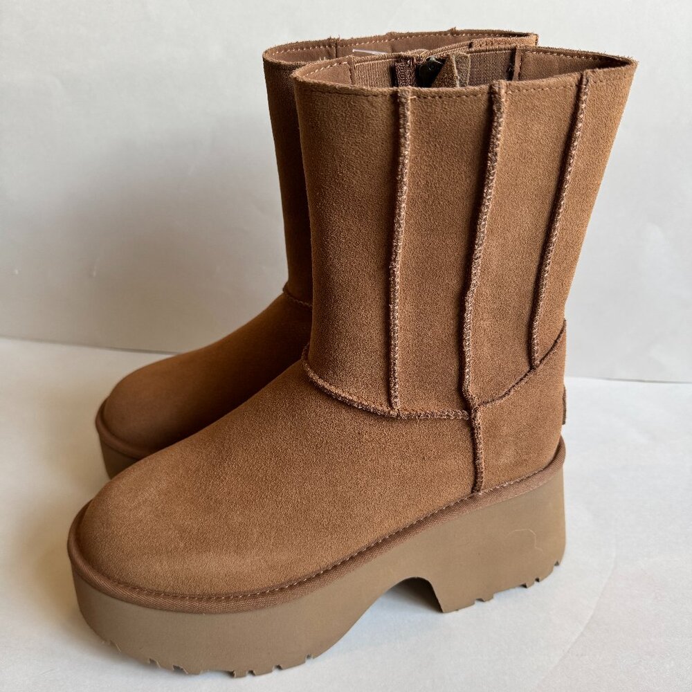 NEW Women's UGG Australia Classic Twin Seam New Heights Boots Chestnut Sz 8
